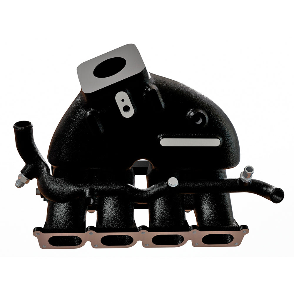 VW B5 T3 top mount turbo twin scroll manifold wastegate "i" + Cast Aluminum Intake Manifold for longitudinal with 8 injectors Fuel Rail Kit (without throttle bolt holes) Black