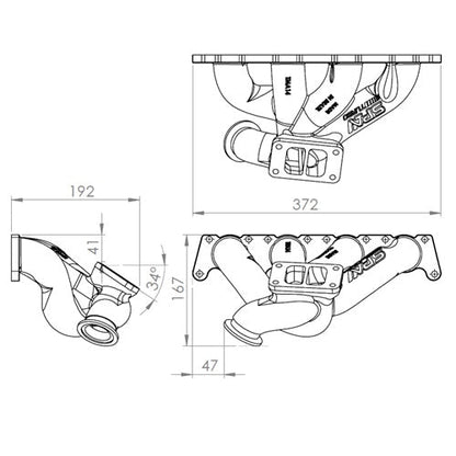 VW B5 T3 top mount turbo twin scroll manifold wastegate V-Band - PRE SALE