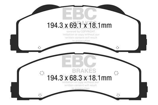 EBC 15+ Ford F150 2.7 Twin Turbo (2WD) Yellowstuff Front Brake Pads