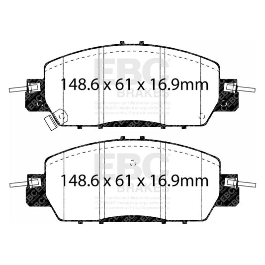 EBC 2016+ Honda Accord LX Sedan 2.4L Ultimax2 Front Brake Pads