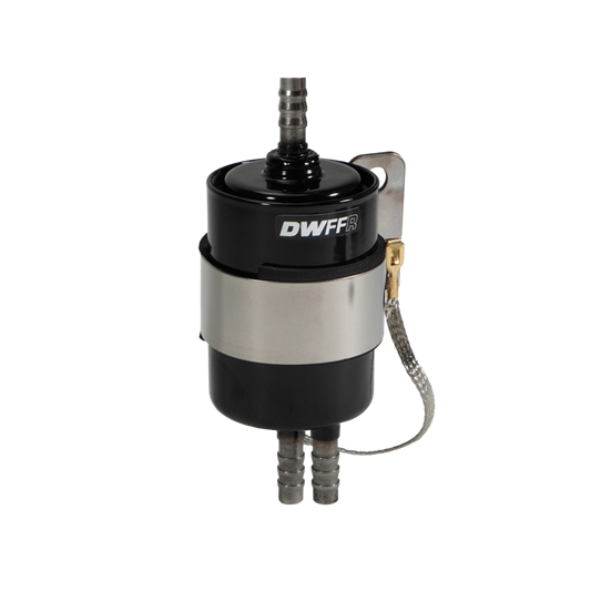 DeatschWerks 10 Micron 3/8in Barb Fuel Filter Regulator w/ Stainless Steel Body - Black