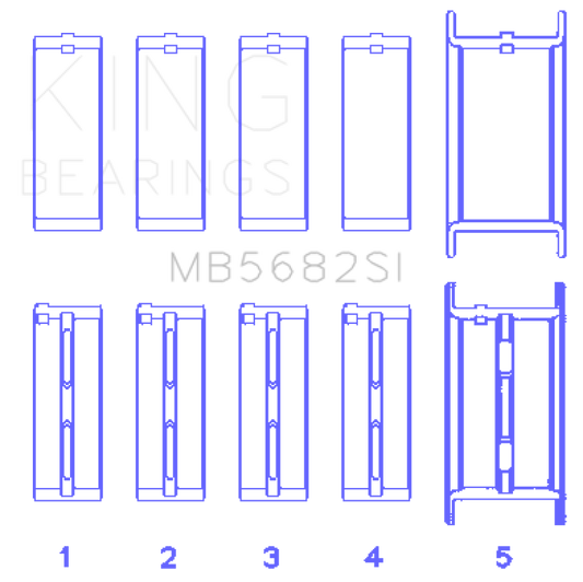 King Engine Bearings gm 496ci/8.1L 16v (Size STD) Performance Main Bearing Set