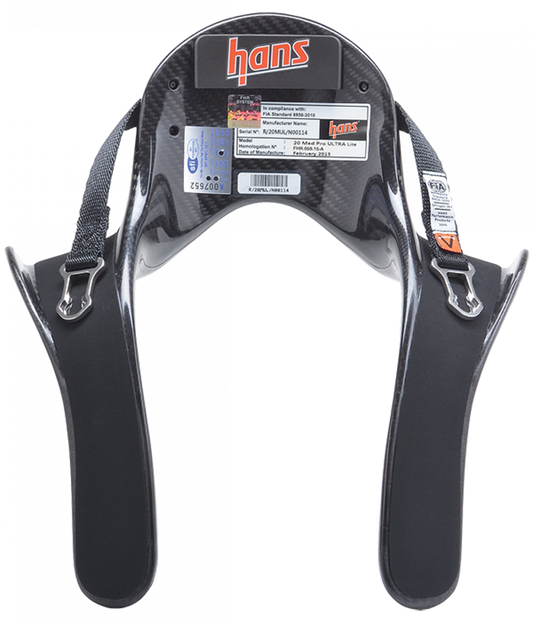 HANS Device Pro Ultra Lite Head & Neck Restraint Post Anchors Large 20 Degrees FIA ONLY